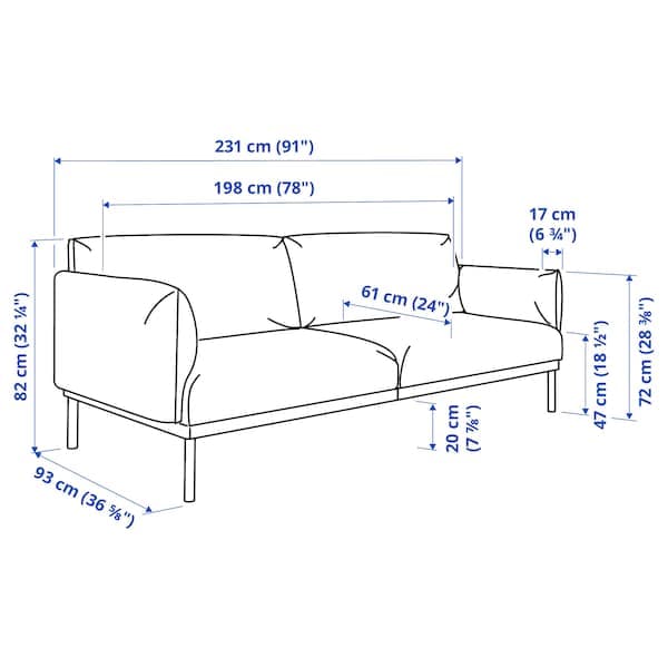 Ikea ÄPPLARYD 3 seater sofa - Lejde grey/black ,