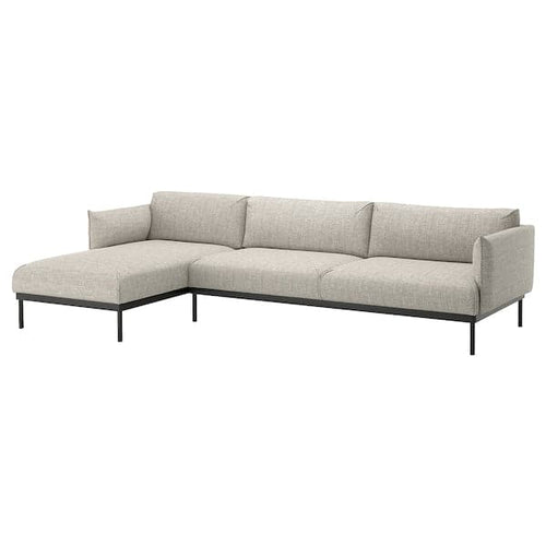 ÄPPLARYD 4 seater sofa with chaise-longue - Lejde light grey ,