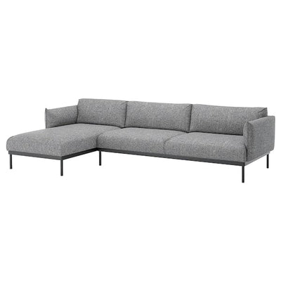 ÄPPLARYD 4 seater sofa with chaise-longue - Lejde grey/black , - best price from Maltashopper.com 99429535