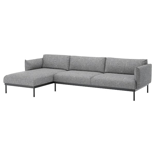 ÄPPLARYD 4 seater sofa with chaise-longue - Lejde grey/black ,