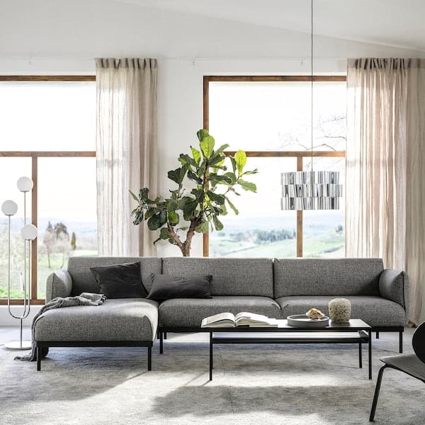 ÄPPLARYD 4 seater sofa with chaise-longue - Lejde grey/black , - best price from Maltashopper.com 99429535