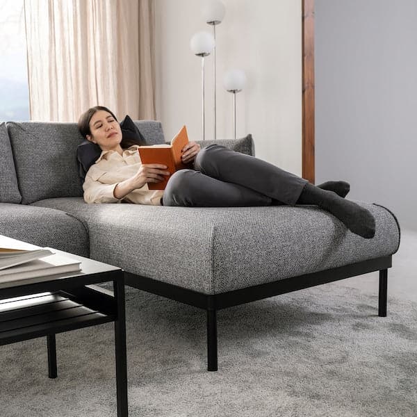 ÄPPLARYD 4 seater sofa with chaise-longue - Lejde grey/black , - best price from Maltashopper.com 99429535