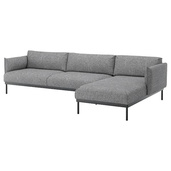 ÄPPLARYD 4 seater sofa with chaise-longue - Lejde grey/black , - best price from Maltashopper.com 99429535
