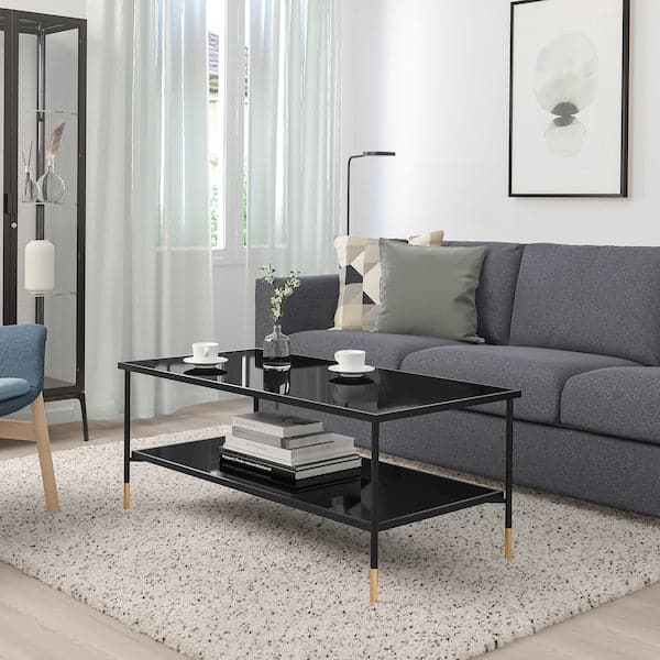 Ikea ÄSPERÖD - Coffee table, black/glass black, 115x58 cm