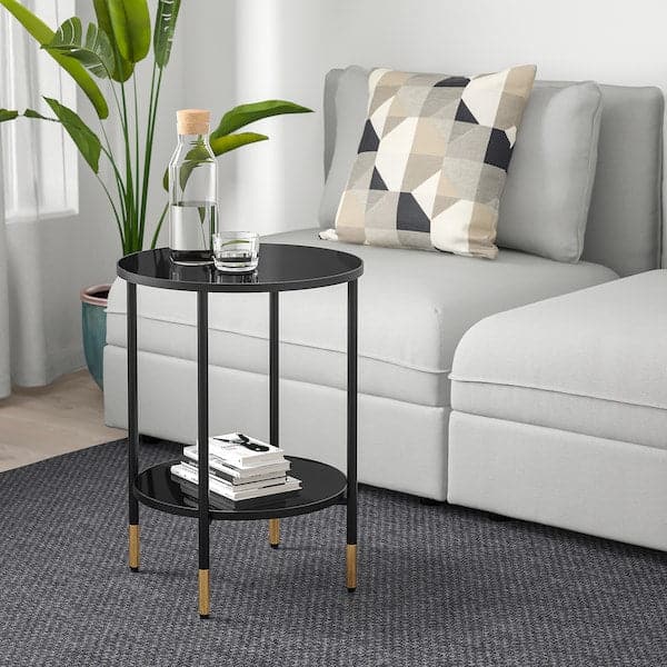 ÄSPERÖD - Side table, black/glass black, 45 cm - best price from Maltashopper.com 10462180