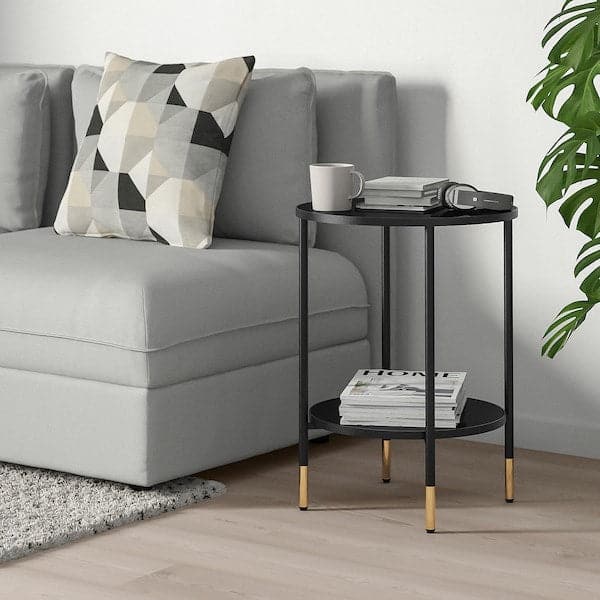 ÄSPERÖD - Side table, black/glass black, 45 cm - best price from Maltashopper.com 10462180