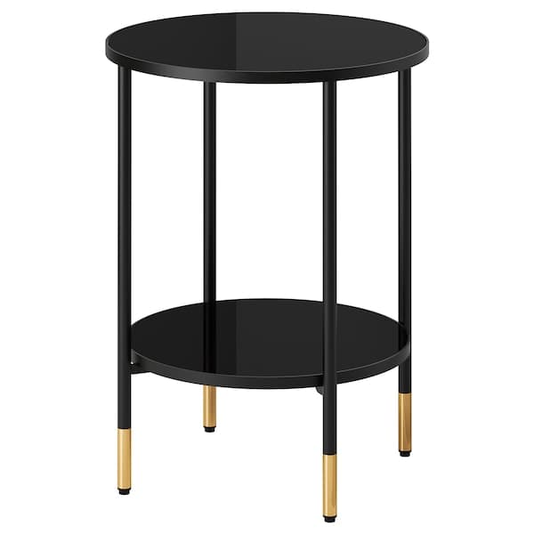 Ikea ÄSPERÖD - Side table, black/glass black, 45 cm