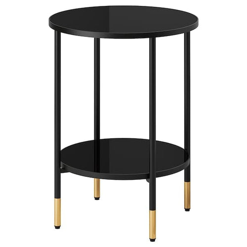 ÄSPERÖD - Side table, black/glass black, 45 cm