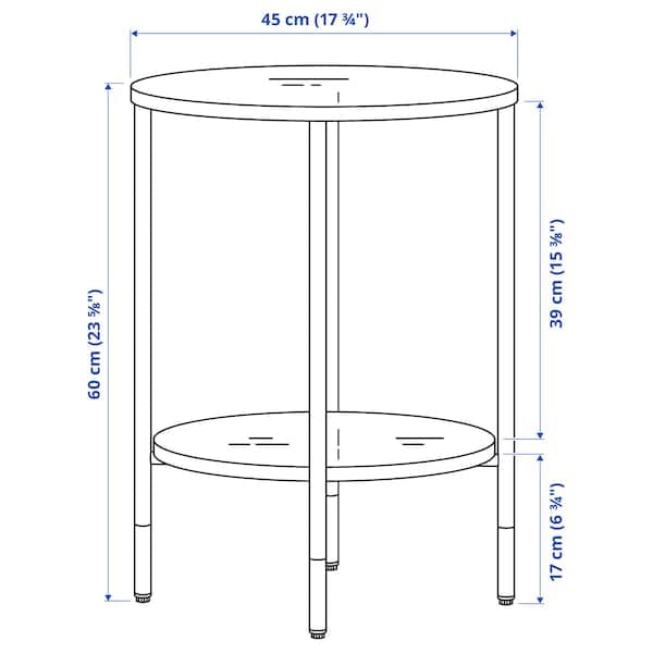Ikea ÄSPERÖD - Side table, black/glass black, 45 cm