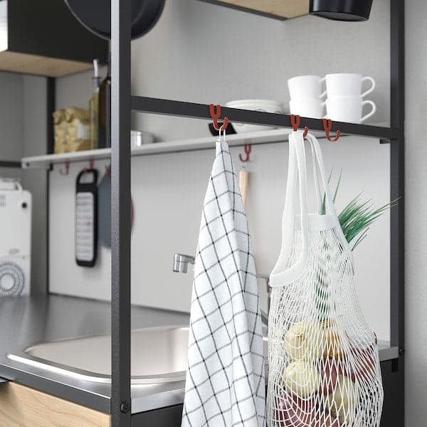 ÄSPINGE - One-piece kitchen, black/ash, 120x60x202 cm - best price from Maltashopper.com 99478168