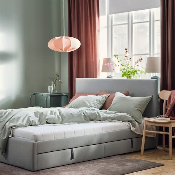 HEMNES letto divano/3 cassetti/2 materassi, bianco/Åfjäll rigido, 80x200 cm  - IKEA Italia