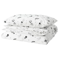 AFTONSPARV - Duvet cover and pillowcase, space white/black, 150x200/50x80 cm - best price from Maltashopper.com 50554031