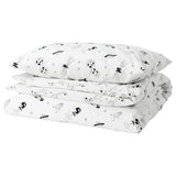 AFTONSPARV duvet cover and pillowcase, space white/black, 150x200/50x80 cm