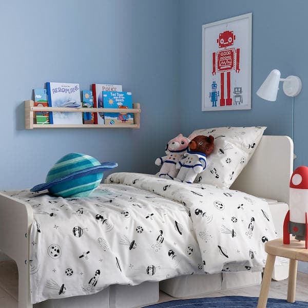 AFTONSPARV - Duvet cover and pillowcase, space white/black, 150x200/50x80 cm - best price from Maltashopper.com 50554031