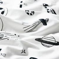 AFTONSPARV - Duvet cover and pillowcase, space white/black, 150x200/50x80 cm - best price from Maltashopper.com 50554031