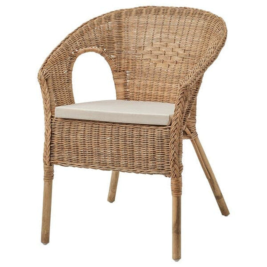 AGEN - Armchair with cushion, rattan/Natural Oak , - best price from Maltashopper.com 19390773