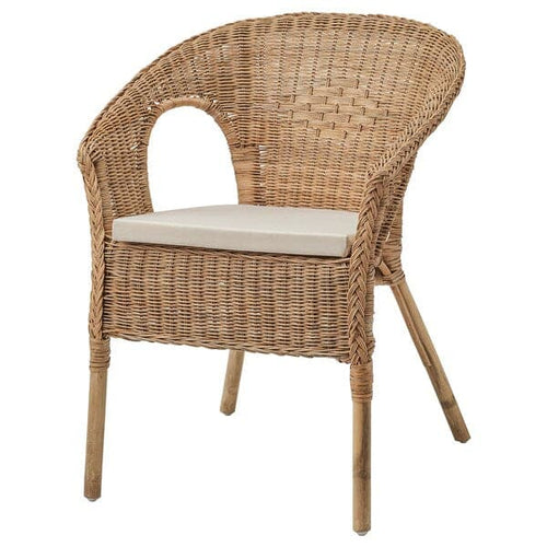 AGEN - Armchair with cushion, rattan/Natural Oak ,