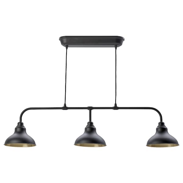 AGUNNARYD - Pendant lamp with 3 lamps, black, 122 cm - best price from Maltashopper.com 30342163