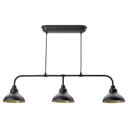AGUNNARYD - Pendant lamp with 3 lamps, black, 122 cm - best price from Maltashopper.com 30342163