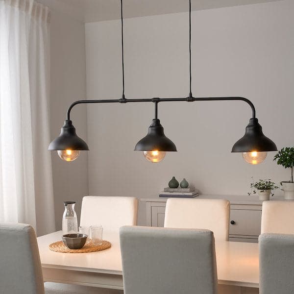 AGUNNARYD - Pendant lamp with 3 lamps, black, 122 cm - best price from Maltashopper.com 30342163