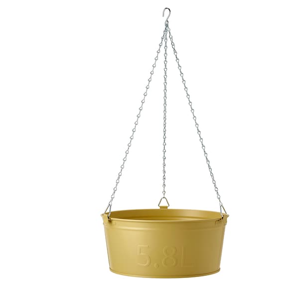 ÅKERBÄR - Hanging planter, in/outdoor yellow, 27 cm