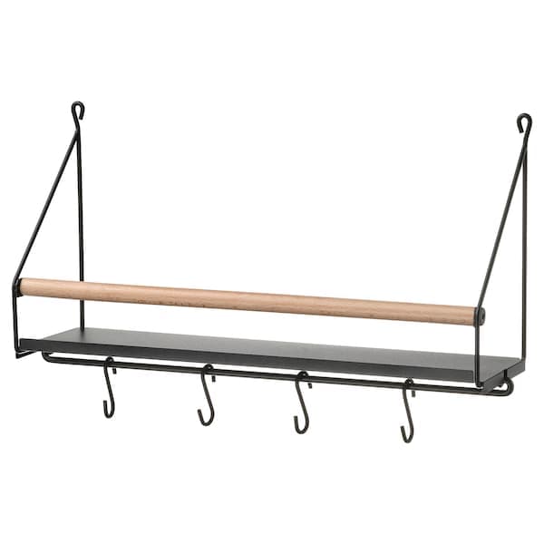 ÅKERBRUK - Wall organiser w hooks, 42x12x26 cm