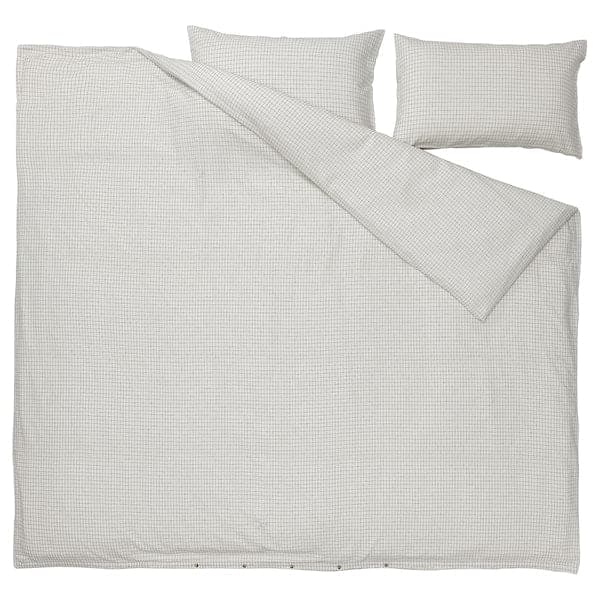 ÅKERFIBBLA - Duvet cover and 2 pillowcases, white black/check, 240x220/50x80 cm - best price from Maltashopper.com 60520333