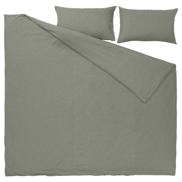 ÅKERFIBBLA - Duvet cover and 2 pillowcases, blue-green white/check, 240x220/50x80 cm - best price from Maltashopper.com 30520377