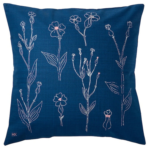ÅKERNEJLIKA - Cushion cover, blue embroidery, 50x50 cm