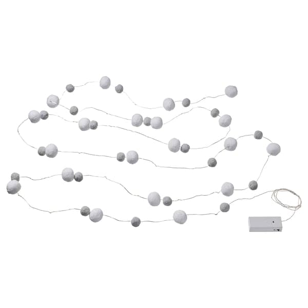 AKTERPORT - LED lighting chain with 40 lights, battery-operated mini/pompon white/grey - best price from Maltashopper.com 30504848