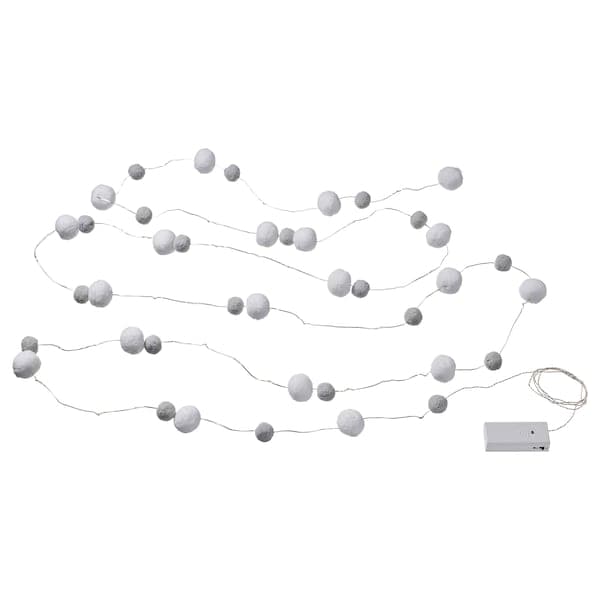 Ikea AKTERPORT - LED lighting chain with 40 lights, battery-operated mini/pompon white/grey