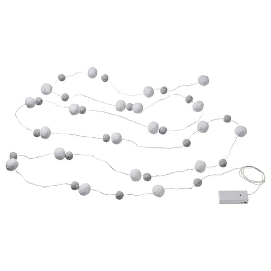 Ikea AKTERPORT - LED lighting chain with 40 lights, battery-operated mini/pompon white/grey
