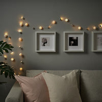 AKTERPORT - LED lighting chain with 40 lights, battery-operated mini/pompon white/grey - best price from Maltashopper.com 30504848