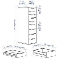 ALEX - Drawer unit with 9 drawers, white, 36x116 cm - best price from Maltashopper.com 90486139