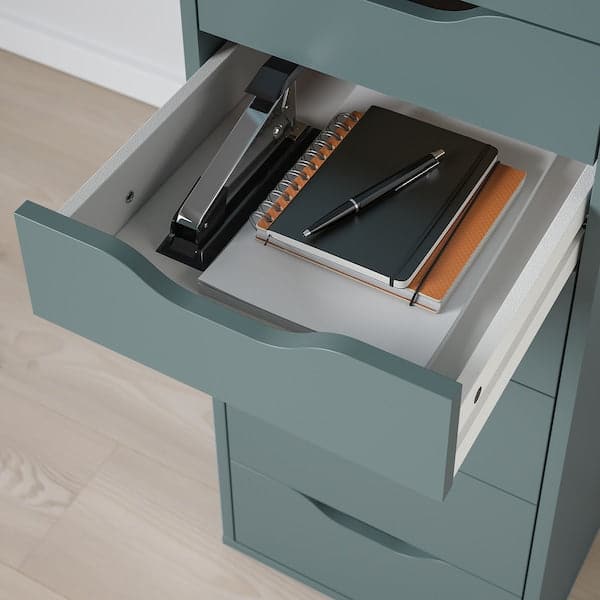 ALEX - Drawer unit with 9 drawers, grey-turquoise, 36x116 cm - best price from Maltashopper.com 90483452