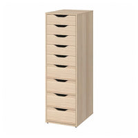 ALEX - Drawer unit with 9 drawers, white stained/oak effect, 36x116 cm - best price from Maltashopper.com 60473534