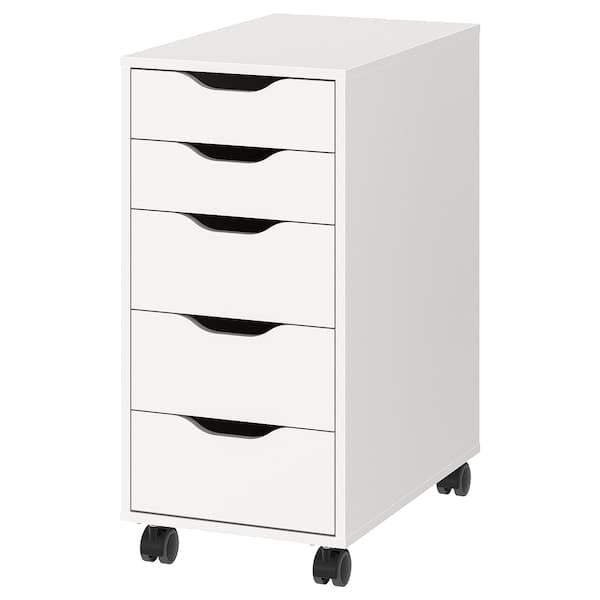 ALEX - Drawer unit on castors, white/black, 36x76 cm