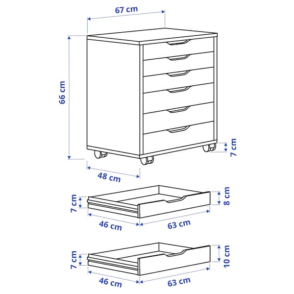 ALEX - Drawer unit on castors, white, 67x66 cm - Premium Office Furniture from Ikea - Just €193.99! Shop now at Maltashopper.com