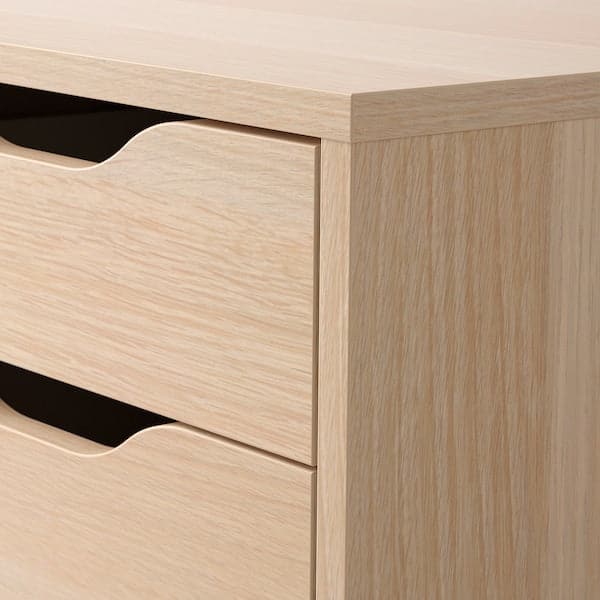 ALEX - Drawer unit on castors, white stained oak effect/black, 36x76 cm - best price from Maltashopper.com 39422221
