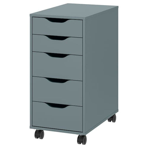 ALEX - Drawer unit on castors, grey-turquoise/black, 36x76 cm