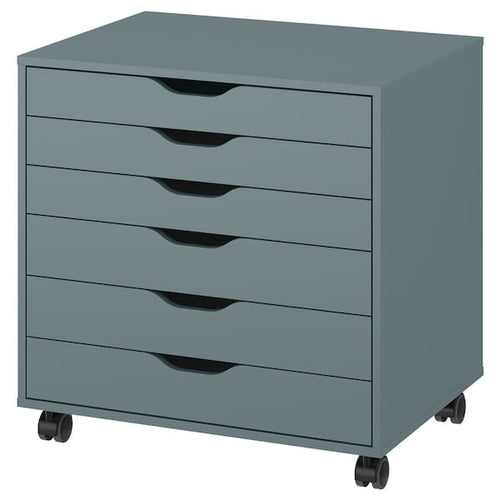 ALEX - Drawer unit on castors, grey-turquoise, 67x66 cm