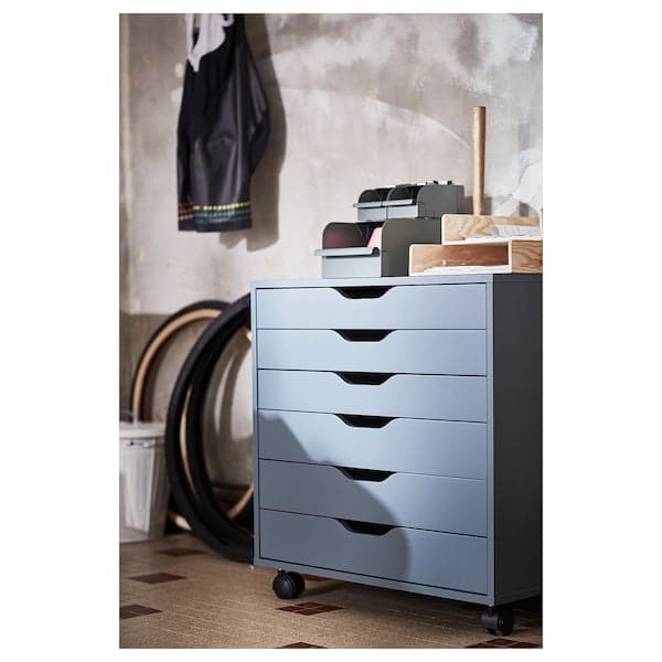 ALEX - Drawer unit on castors, grey-turquoise, 67x66 cm - best price from Maltashopper.com 50483449