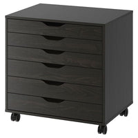 ALEX Chest of drawers with castors - black-brown 67x66 cm , 67x66 cm - best price from Maltashopper.com 70483429