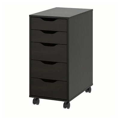ALEX Chest of drawers with castors - black-brown 36x76 cm , 36x76 cm - best price from Maltashopper.com 29422194