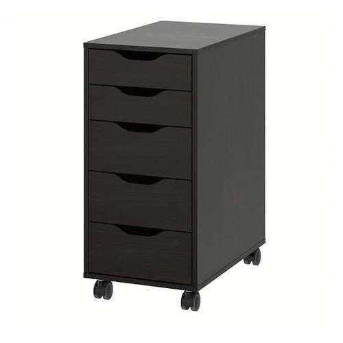ALEX Chest of drawers with castors - black-brown 36x76 cm , 36x76 cm