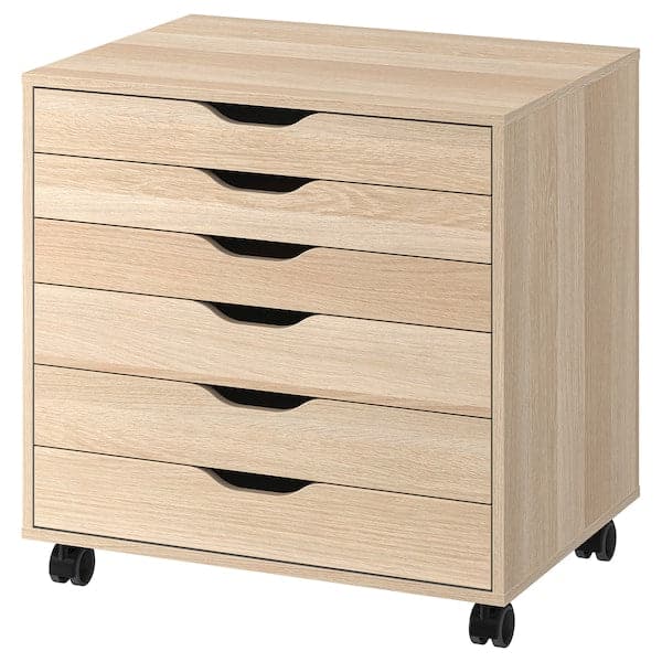 ALEX - Drawer unit on castors, white stained/oak effect, 67x66 cm