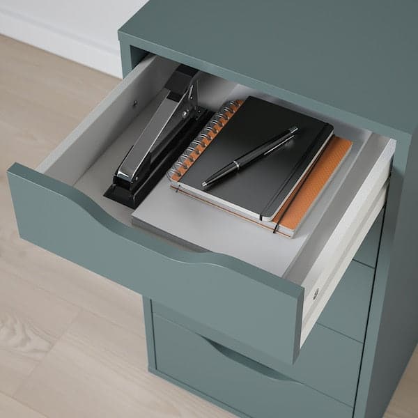 ALEX - Drawer unit, grey-turquoise