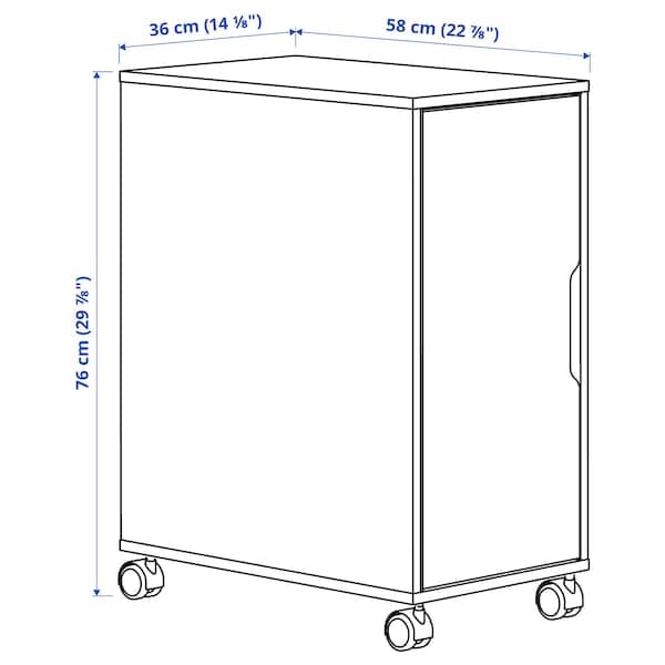 ALEX - Storage unit on castors, white stained oak effect/black, 36x76 cm - best price from Maltashopper.com 99541952