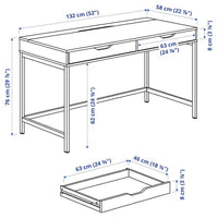 ALEX - Desk, grey-turquoise, 132x58 cm - Premium Furniture from Ikea - Just €206.99! Shop now at Maltashopper.com