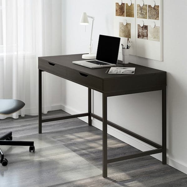 ALEX Desk - black-brown 132x58 cm , - best price from Maltashopper.com 00483442